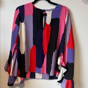 Crosby Multicolor Abstract Blouse size LARGE